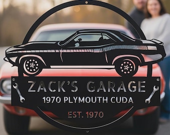 1970 Classic Muscle Car Garage Sign - Personalized Metal Wall Art for Muscle Car Lovers