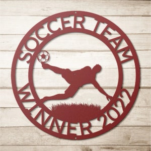 SOCCER NAME SIGN Monogram Steel Sign Personalized Soccer Name Wall Art Home Décor Custom Player Home Wall Art Décor