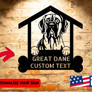 GREAT DANE Metal Art Sign, Personalized Dog Garden Decor, Pet Loss Gift, Dog Grave Marker, Memorial Tribute