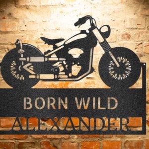 CUSTOM MOTORCYCLE SIGN Garage Steel Sign Monogram Wall Art Home Decor Garage Owner Gift Motorcycle Steel Wall Art Decor