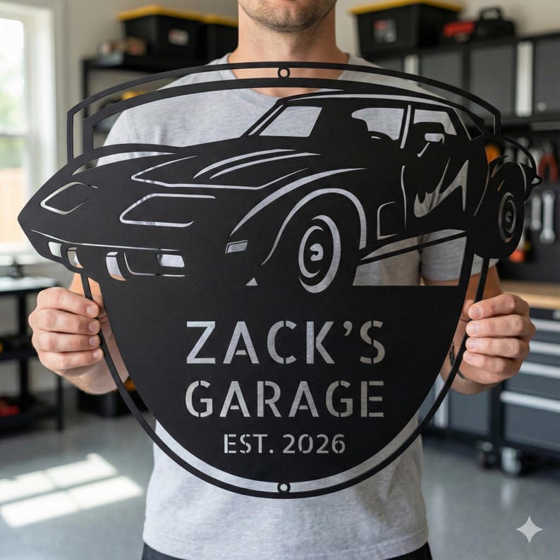 Custom Car Metal Wall Art from Photo, Laser Cut Steel Garage Sign for Car Lovers, Christmas Gift for Him image 13