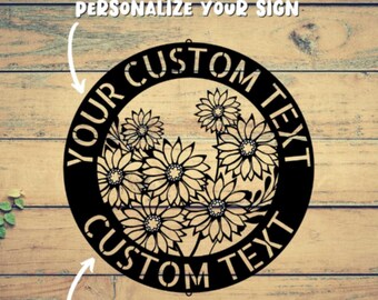 Letrero metálico de girasol personalizado: decoración de pared personalizada para el hogar
