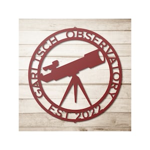 CUSTOM TELESCOPE SIGN Monogram Steel Sign Personalized Telescope Family Name Monogram Wall Decor Astronomy Lovers Gift