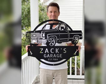 Mechanic Gifts, Blue Collar Work Truck Sign, Personalized Garage Decor, 80s Pickup Wall Art for 1980 C10 Owners