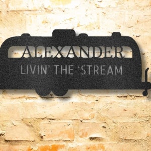 PERSONALIZED CAMPER AIRSTREAM Monogram Wall Art Camper Airstream Traveler Basecamp Sign Customized Basecamp Garage Decor