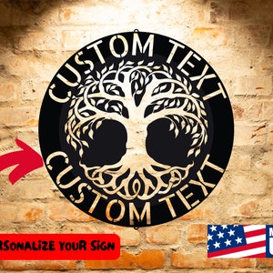 TREE OF LIFE Sign Monogram Steel Sign Custom Family Name Tree of Life Wall Art Decor Housewarming Gift Personalized Gift