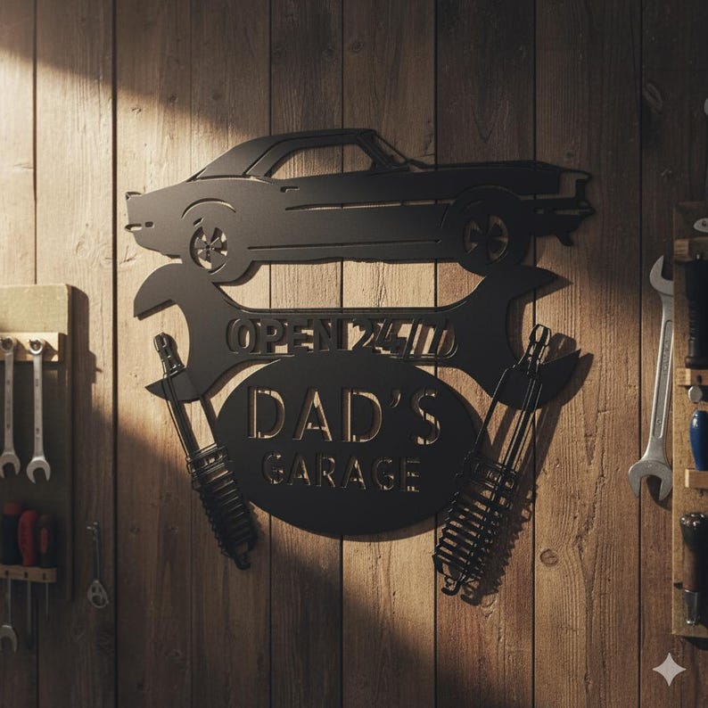 Personalized Garage Sign 1967 Camaro Monogram, Steel Car Wall Art image 11