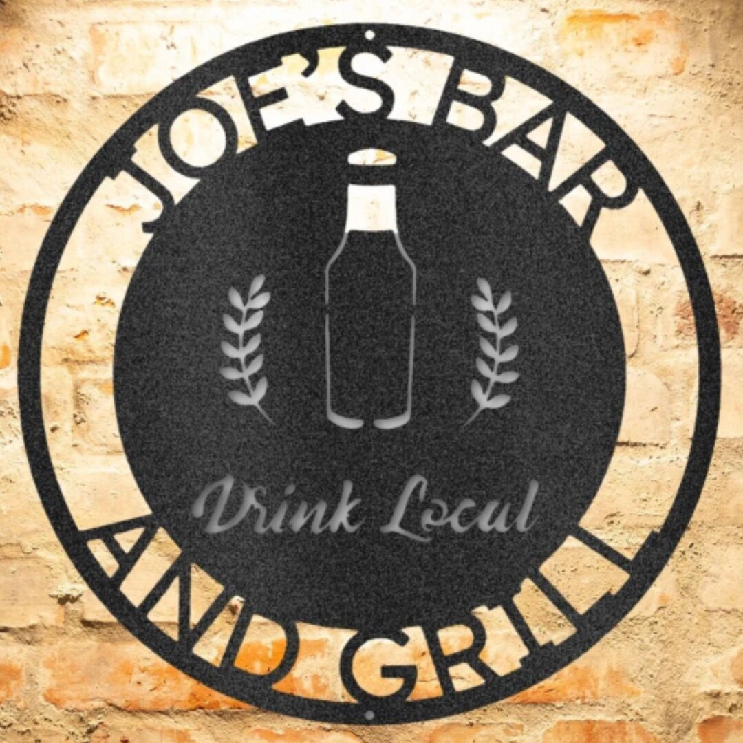 PERSONALIZE BAR SIGN Monogram Steel Sign Custom Drink Local Etsy
