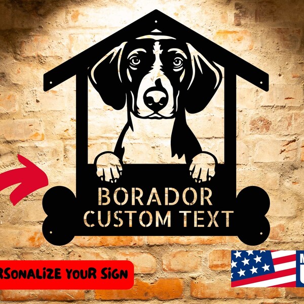 BORADOR Dog Name Sign, Customized Dog Name Sign, Animal Lovers Gift, Personalized Pet Wall Art Steel Monogram Home Decor