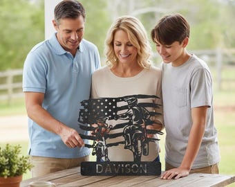 Personalized Biker Name Sign: American Motocross Family Monogram