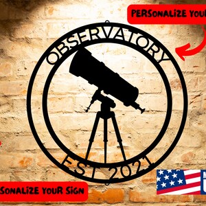 CUSTOMIZED SIGN OBSERVATORY Monogram Wall Art Custom Observatory Established Date Sign Monogram Telescope Wall Art