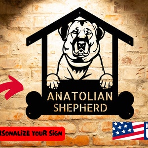 ANATOLIAN SHEPHERD DOG, Personalized Welcome Sign for Dog Lovers, Custom Pet Monogram Wall Art, Unique Pet House Sign