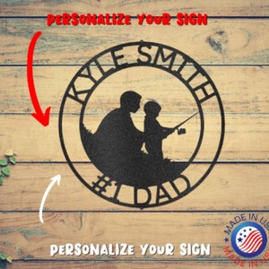 FISHING SIGN Monogram Steel Sign Personalized Father and Son Fishing Monogram Wall Art Home Decor Fathers Day Gift