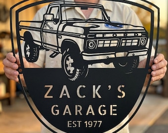 Letrero personalizado de Ford F250 de 1977, acero con recubrimiento en polvo, regalo para papá camionero.