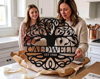 Custom Tree of Life Family Name Sign Personalized Steel Wall Art Housewarming Gift