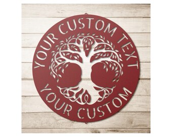 Decoración de pared metálica personalizada del Árbol de la Vida: Letrero decorativo personalizado para el hogar.