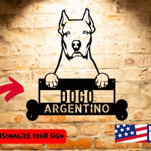 Dogo Argentino Dog Name Sign, Personalized Animal Wall Art, Unique Pet Home Decor, Gift for Dogo Argentino Dog Devotees