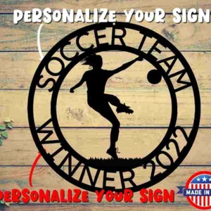 SOCCER NAME SIGN Monogram Steel Sign Personalized Soccer Wall Art Home Décor Sports Room Wall Art Décor Christmas Gift