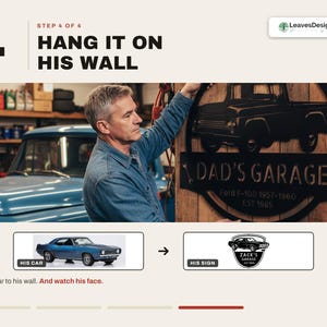 Custom Car Metal Wall Art from Photo, Laser Cut Steel Garage Sign for Car Lovers, Christmas Gift for Him image 5