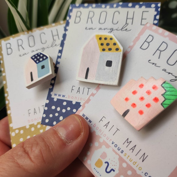 Broche Maison en argile