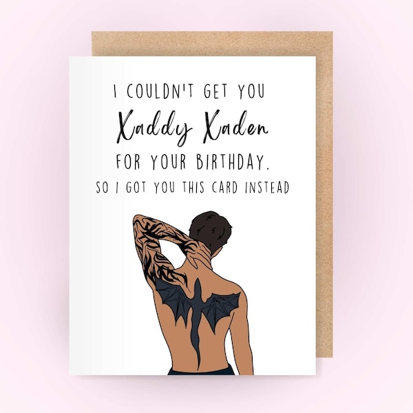 Bookish Funny Birthday Card for her / Xaden card for book lover bookish gift for her / acotar merch gift tbr reading list 30th birthday