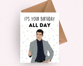 Schmidt New Girl Birthday Card | Funny Birthday Card for her | card for him | boyfriend birthday | nick miller | card for friend bf