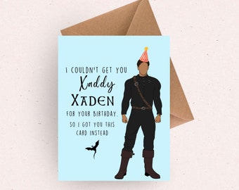 Bookish Funny Birthday Card for her / Xaden card for book lover bookish gift for her / acotar merch gift tbr reading list 30th birthday