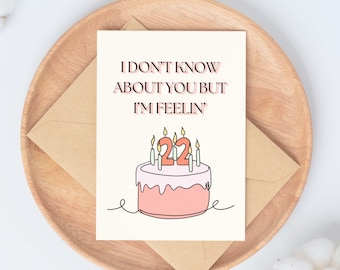 Cute Birthday Card for her / happy birthday gift for her / eras merch / funny birthday gift for friend / 22nd birthday gift for daughter