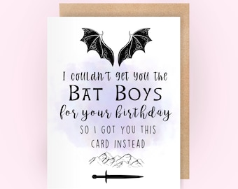 Acotar Birthday Card for her | bookish gift for her | sister birthday | throne of glass rhysand velaris | sjm cards | crescent city bat boys