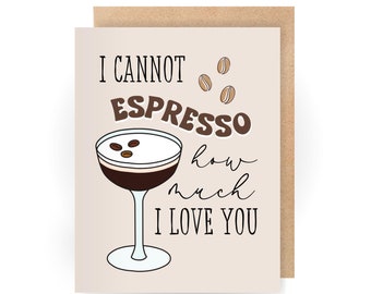 Espresso Greeting Card for her | cute birthday card for friend | trendy birthday gift for her | I love you card