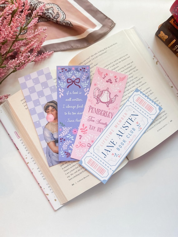 Jane Austen Bookmark Set | cute bookmarks for women | girly book accessories | coquette bookish merch gift for book lover