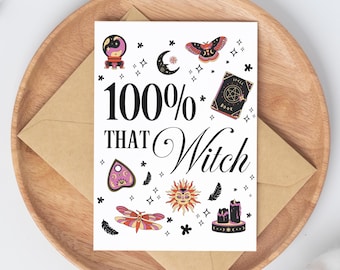 Witchy Greeting Card for her | thank you gift for friend | spooky halloween birthday | coworker gift for women | October birthday boo basket