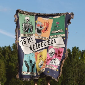 Reader Era Blanket / booktok merch / bookish gift for her / woven throw blanket / picnic blanket / book nook home decor / tarot card blanket