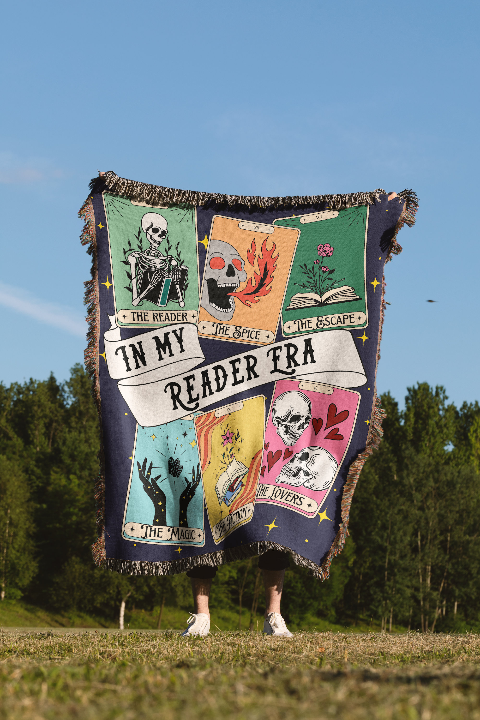 Reader Era Blanket / booktok merch / bookish gift for her / woven throw blanket / picnic blanket / book nook home decor / tarot card blanket