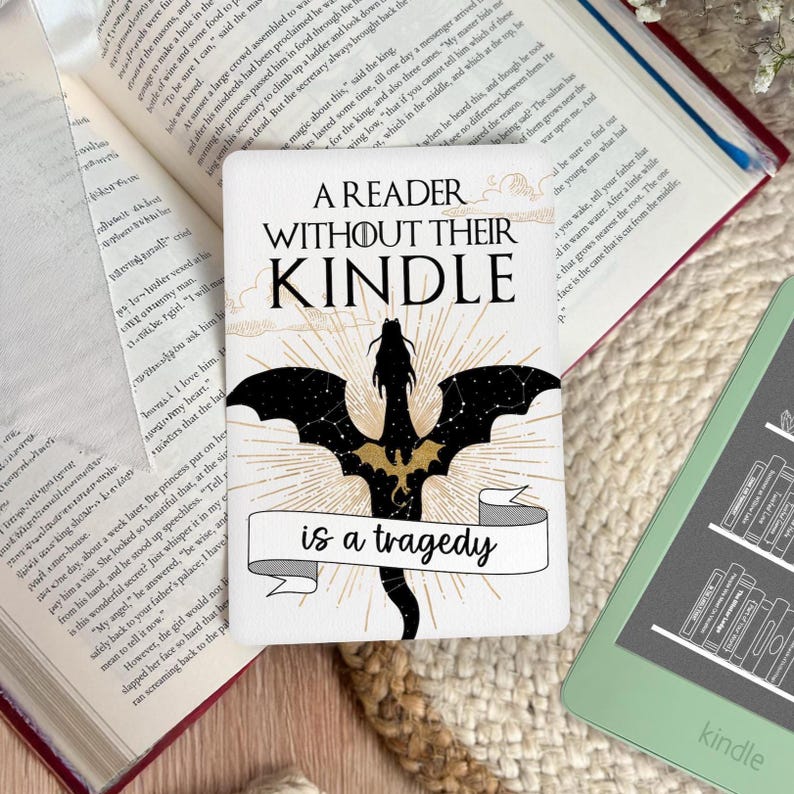 Dragon Kindle Insert | fantasy reader kindle accessories | bookish gift for reader | dark romance book lover merch | kindle paperwhite skin bild 1