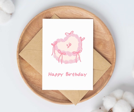 Sweet 16th Birthday Card | coquette birthday pink bow cake | teenage girl gift | sweet sixteen birthday party | cute card for granddaughter