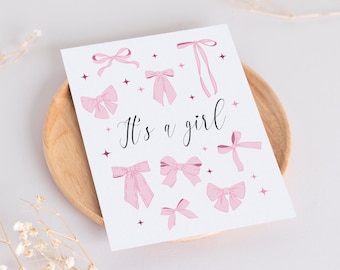 Cute Baby Girl Card | its a girl | baby shower gift for expecting mom | coquette gift for friend | new mom congratulations card
