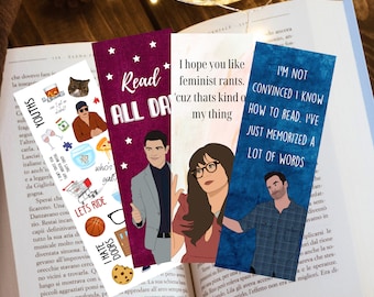 New Girl Bookmarks Set / cute bookmarks nick book accessories reader gift for her / booktok merch / bookish accessories tbr gift for reader