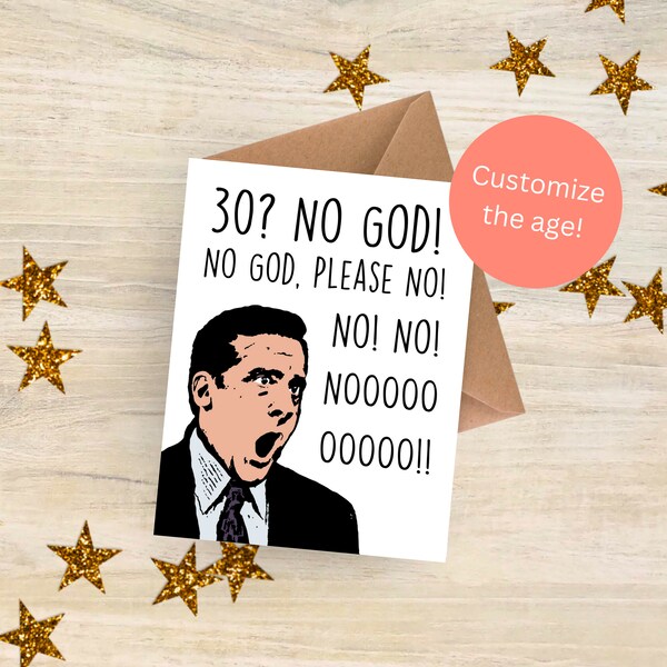 Funny 30th Birthday Card for her / Michael Scott funny birthday gift for her / getting older card for him office happy birthday gift for him