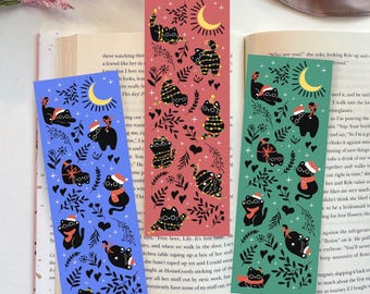 Cat Christmas Bookmark | cute bookish gift for book lover | xmas book club gift | aesthetic booktok accessories | cat lady holiday gift