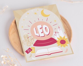 Leo Birthday Card for her / cute greeting card for friend / July August birthday card / gift for women / zodiac birthday