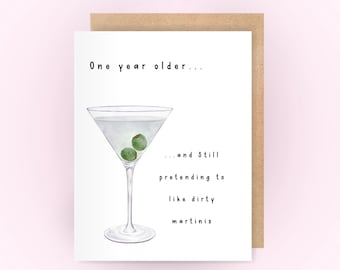 Dirty Martini Birthday Card for her / funny gift for friend / cute card for 30th birthday / coquette gift for sister