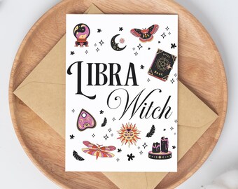Scorpio Witch Birthday Card for her funny card / spooky halloween card / happy birthday gift for women / zodiac October November birthday