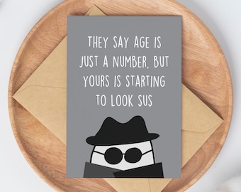 Sus Birthday Card | funny slang birthday card for her for him | trendy meme birthday gift | gen z millennial card for friends