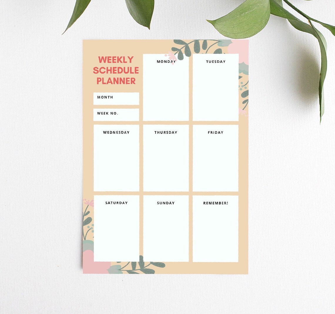 weekly planner printable minimalist weekly planner aesthetic etsy