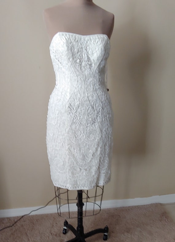 Sue Wong Ivory Strapless Short Formal Dress