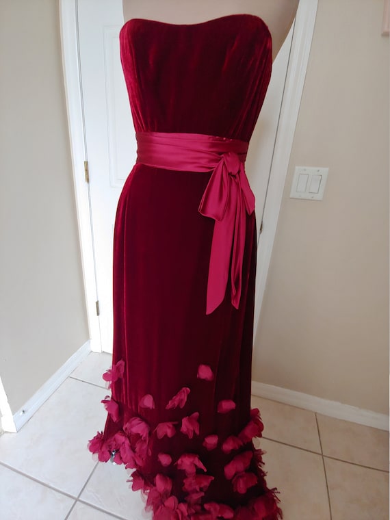 Liancarlo Original Strapless Velvet Evening Gown