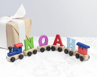 wooden letter trains children's names