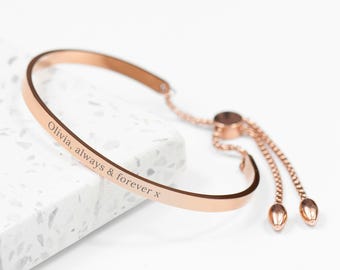 Personalised Rose Gold Affirmation Bangle Bracelet