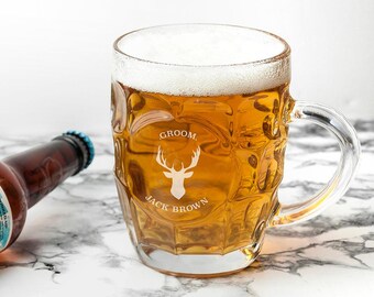 Personalised Stag Dimpled Beer Glass